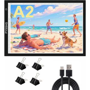 A2 Premium LED Light Board for Diamond Art Painting & Tracing, USB-Powered with 3 Brightness Levels, Upgrade Eye-Protection Design for Vinyl Weeding, Sketching with Clips - No Mesh No Dot