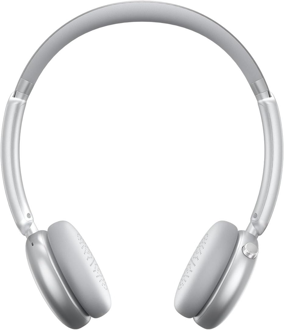 LORELEI Q60 Wireless Bluetooth On Ear HeadphonesBuilt-in Micphone, 40 Hours Up Battery Life, Lightweight Bass Mode, Memory Earmuffs (Silver)