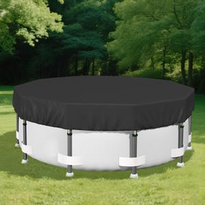 SAFANA 15FT Round Pool Covers for Above Ground Pools, Round Swimming Pool Cover [Upgrade 420D Thicker] Protective Leaf Cover with Reflective Strip, Tear Resistant Durability, UV Resistance, Black