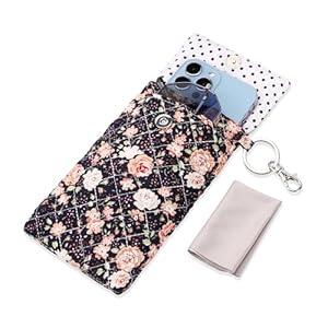 Soft Glasses Case Double Eyeglass Case Sunglasses Travel Pouch for Women Men with Key Chain (Cartoon on White Background)