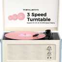 Vintage Standing Blue Vinyl Record Player with Detachable Legs, Built-in 4 Speakers, USB to PC Encoding, 33/45/78 RPM LP Player Bluetooth Retro Turntables Support Headphone Jack, RCA Out, AUX in