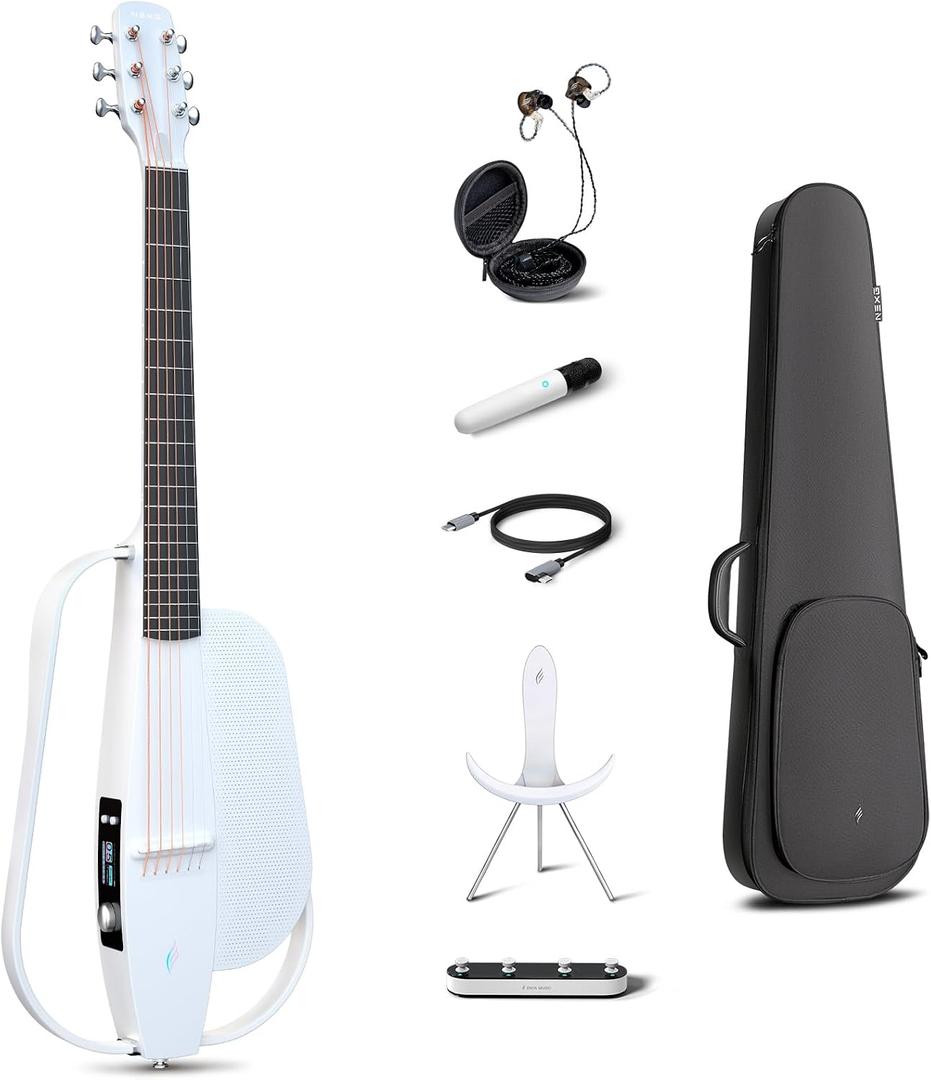 Enya NEXG 2 Acoustic-Electric Guitar Carbon Fiber Travel Smart Audio Guitar with 50W Wireless Speaker, Wireless Microphone, Hi-Fi Monitor Earphones, Footswitch, Charging Stand, and Gigbag
