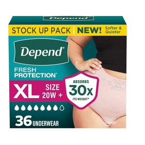 Depend Fresh Protection Adult Incontinence & Postpartum Underwear for Women - Maximum Absorbency - XL - Blush, 49ct 
