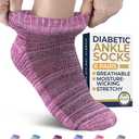 Pembrook Ankle Diabetic Socks for Women and Men - 5 Pairs | Low Cut Neuropathy Socks for Women | Smooth Toe Seams