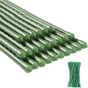 48 inch Garden Stakes 4ft 25 Pack Tomato Stakes Plant Sticks with 100 Ties