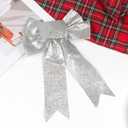 QDTK Christmas Tree Topper Bow Silver Glitter Christmas Bows Sparkly Stars Wreath Bow 13x9 Ribbon Bow for Wreaths Home Front Door Outdoor Xmas New Years Party Decorations