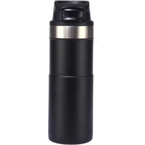 MAXFOREST16OZ Trigger Action Travel Mug - 500ml BPA Free Insulated Stainless Steel Coffee Tumbler, Leak-Proof Wide Mouth Design for Commuters, Sports & Outdoor Enthusiasts (Black)