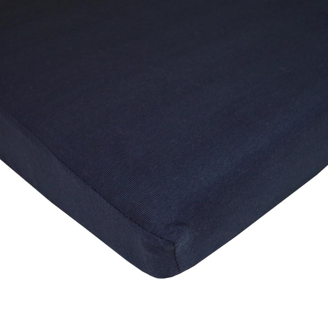 American Baby Company Supreme 100% Natural Cotton Fitted Crib Sheet 52" x 28", Enhanced Thickness for Soft, Breathable & Hypoallergenic Jersey Comfort, Navy, Neutral for Boys & Girls