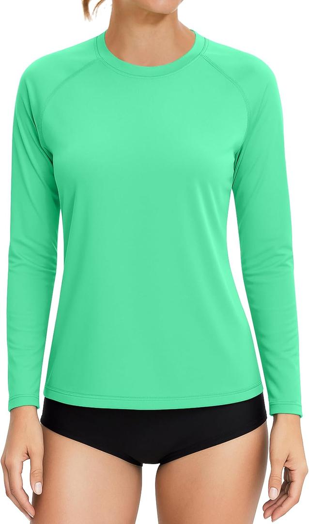 KINGFEN Women's UPF 50+ Sun Protection Quick Dry Shirts Hiking Long Sleeve Tops (S)