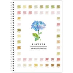 Watercolor Workbook, Water Coloring Book, Watercolor Paint Set, Beginner-Friendly WatercolorWorkbooks, with 12 Colors Watercolor Paint Set with Paint Brush, Watercolor Book for Adults(Flower B)
