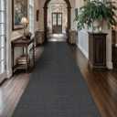 Color&Geometry Door Mat 2'4"x10' Runner Rug with Rubber Backing, Non Slip Washable Hallway Rug, Carpet Runners for Hallway Living Room Bedroom, Heather Grey (Rolled-up NO Creases)