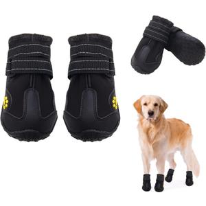 Dog Boots for Large Dogs, Medium Dogs and paw Guards for Snowy Winters, Hot Summer Roads, Waterproof Rainy Days, Outdoor Walking, and Non-Slip Indoor Hard Surfaces 4 Pieces (#4 width 2.16 inch) for 31-40 lbs)