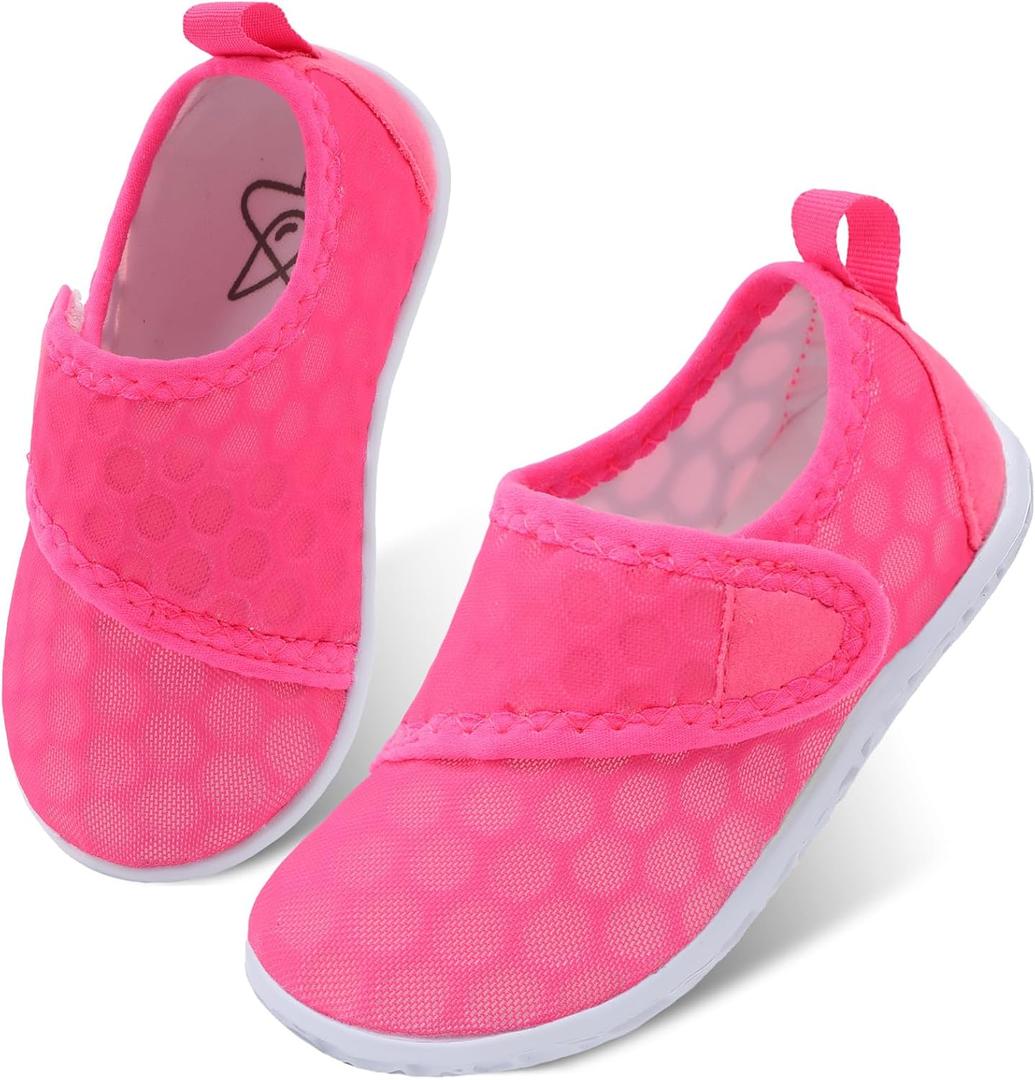 LeIsfIt Toddler Water Shoes Boys Girls Barefoot Aqua Socks Kids Breathable Quick-Dry Swim Shoes for Beach Pool Surf, Rose, 7 Toddler