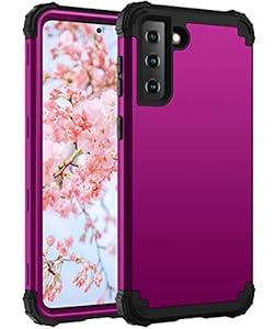 Meifei Samsung S21 5G Case, Samsung Galaxy S21 5G Case 3 Layer Hybrid Hard PC Soft Silicone Heavy Duty Rugged Bumper Shockproof Full-Body Protective Phone Cover for Samsung Galaxy S21 5G 6.2", Purple