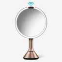simplehuman Sensor Mirror, Lighted Makeup Mirror with Magnification (5X), 8" Round Magnifying Vanity Mirror with Lights, Cordless, Rose Gold Stainless Steel