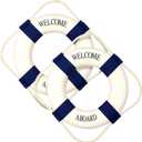 Vercraft 2 Pcs Lifebuoy Wall Hanging Decor Large Life Preserver Ring Decorative Welcome Aboard Mediterranean Style Decoration Nautical Pool Safety Ring