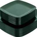 PULOTE 60PCS Green Square Plastic Plates - Green Disposable for 30 Green Guests Include 30 Dinner and 30 Dessert Plates for Party&Christmas
