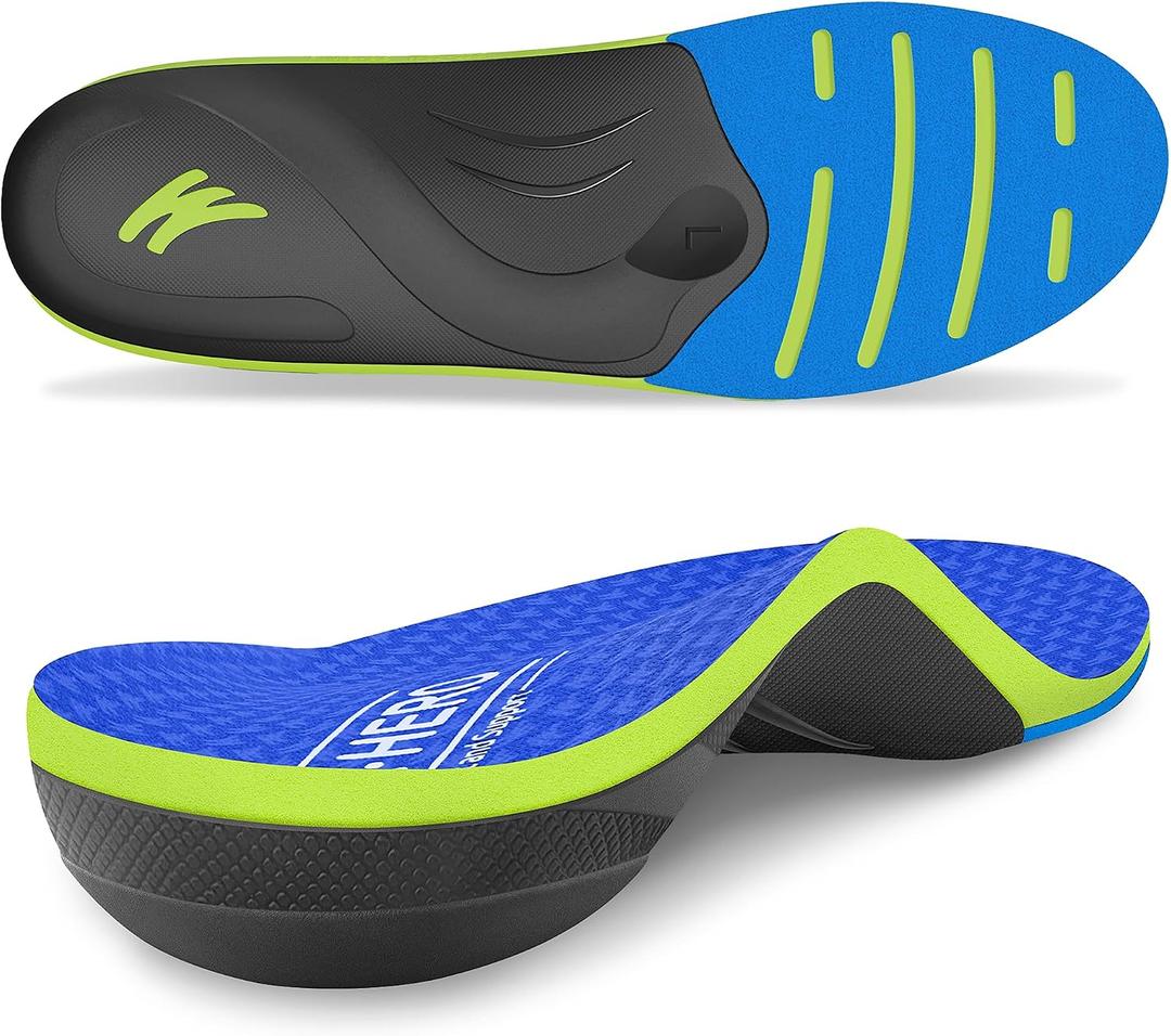 WalkHero 220+ lbs High Arch Support Insoles for Plantar Fasciitis