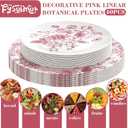 FYSUIMU 40Pcs Pink Floral Plastic Plates Vintage Flower Reusable Plate Chinoiserie Dinner Dessert Plates for Mother's Day Birthday Baby Shower Party Supplies Table Decor