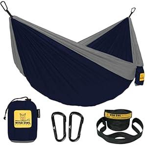 Wise Owl Outfitters Camping Hammock – 400lbs Portable Hammock with Tree Straps - Travel, Backpacking, Hiking, Outdoors Camping Gear - Single