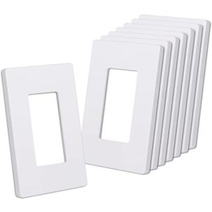 CML Matte White Decorator Screwless Wall Plate, 8 Pack 1-Gang Outlet Covers and Switch Plates, Scratch and Impact Resistant, Hidden Screws, Polycarbonate, Standard Size 2.91 X 4.68