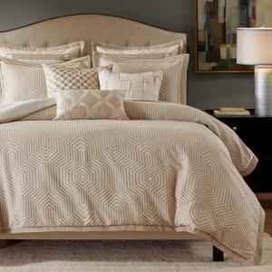 Madison Park Signature King Comforter Set Removable Duvet Insert Ivory 9PC | Luxury Jacquard Comforter, Oversized Overfilled Bedding, Hand-Guided Embroidered Texture Accents, All Season Bed Set