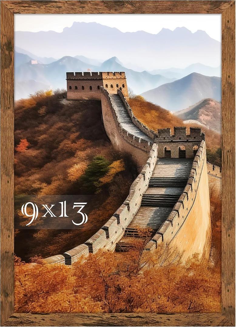 Picrit 9x13 Picture Frame, Photo Frame for Wall Mounting Display, Brown