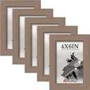 4x6 Picture Frame 5-Pack - Walnut Wooden 6x4 Frames with Tempered Glass, Classic Tabletop Gallery Frames for Photos & Art Prints