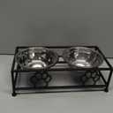 Elevated Dog & Cat Bowls with Stand  Raised Pet Feeder for Small Dogs & Cats, Stainless Steel Dog Food Bowls Elevated, Cat Food Bowl Stand, Elevated Cat Feeding Station (Black)