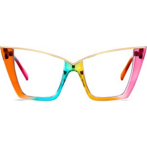 FEISEDY Fashion Cat Eye Blue Light Blocking Glasses for Women Fake Retro Eyeglasses Oversized Stylish Eyewear Frame B0240 (Pink)