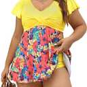 Edelqual Women's Plus Size Tankini Swimsuits Swim Dress Tummy Control Bathing Suits Two Piece High Waisted Swimwear 2025 SXL