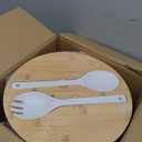 Salad Bowl with Lid, 12" Extra Large Bamboo Fiber Salad Bowl with Servers Set for Kitchen, Nature Bamboo Mixing and Serving Bowl with Lid, Spoon and Fork for Fruits,Salads and Vegetables (White)