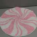 Breling 1 Pcs Christmas Bathroom Rug Small Decor Christmas Kitchen Bathroom Rug Winter Bath Mats Non Slip Carpet for Tub Living Dining Holiday(Candy,Pink,15.75 x 15.75)