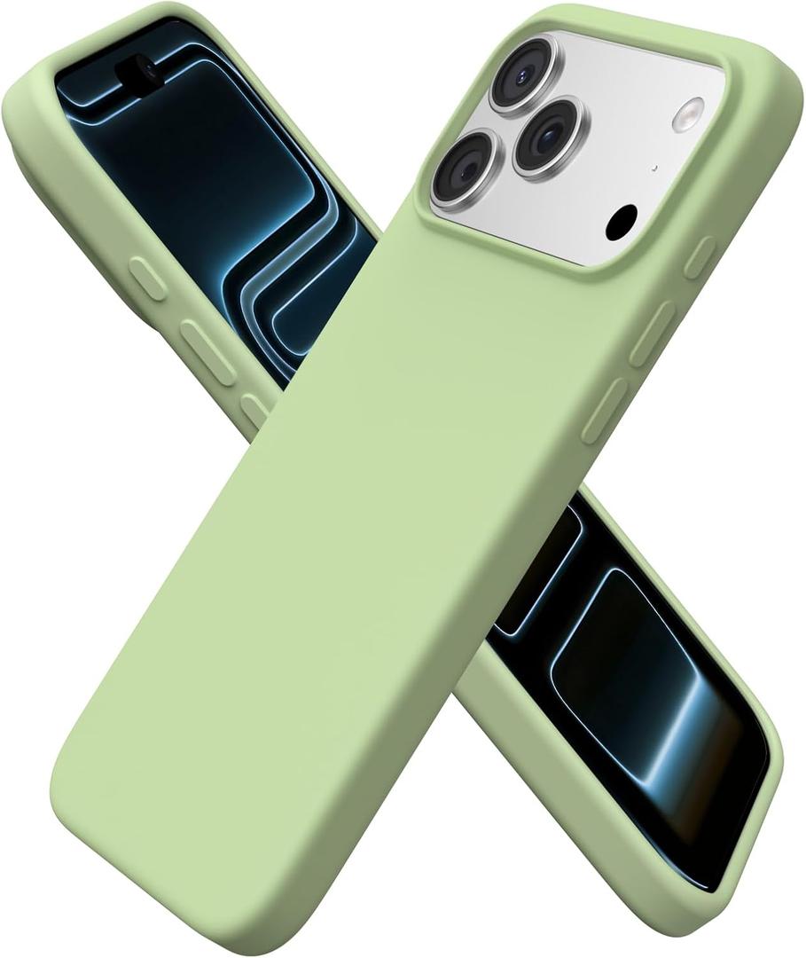 ORNARTO Compatible with iPhone 17 Pro Max Case 6.9", Slim Liquid Silicone 3 Layers Soft Gel Rubber Shockproof Protective Cover with Anti-Scratch Microfiber Lining-Matcha