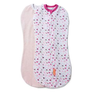 SwaddleMe by Ingenuity Compression Baby Swaddle Pod, Two-Way Zipper for Easy Diaper Changes, Improves Sleep & Calms Startle Reflex, 0-2 Months, 1.0 TOG, 2-Pack - I Heart You