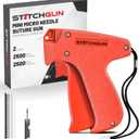 Stitch Gun Stitchy Gun Kit - Mini Micro Handheld Needle Stitching, Sewing, Hemming Stitch Gun for Clothes - Ergonomic Design, Protective Cap - Includes 5000 Fasteners, 2 Needles (Red)