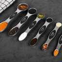 Magnetic Measuring Spoons Set of 6 Stainless Steel Dual Sided Stackable Teaspoon for Measuring Dry and Liquid Ingredients