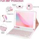 Keyboard Case for iPad 9/8/7th Gen, 10.2 inch, Detachable Bluetooth Keyboard, Pink