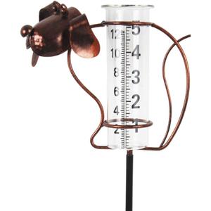 Rain Gauge with Large Clear Numbers, Rain Gauge Outdoor Garden Stake, 5-Inch Glass Tube Rain Water Gauges for Garden, Yard, Lawn, Patio(Dog)