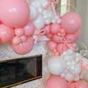 Pink Bow Balloon Arch Kit 155PCS Pastel Pink and White Balloon Garland with Long Magic Balloon for Girls Coquette Birthday Baby Shower Decoration