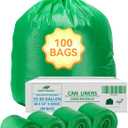 100 Count 100% Biodegradable and Compostable Trash Bags, 55-60 Gallon, 20 Microns, 40x54 Inches, Green Eco-Friendly Bags