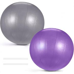 Grevosea 2 Pack Pilates Ball, 9 Inch Small Exercise Balls Workout Ball for Yoga Core Training Physical Therapy Stability Barre Stretching Grey and Purple