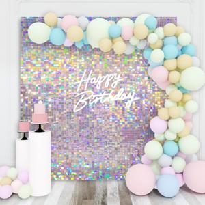 Shimmer Wall Backdrop Silver Iridescent Square Sequin Wall Panel Backdrop Decor for Wedding, Anniversary, Birthday, Party, 36 Panels (36 Pcs)