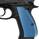 Cool Hand Aluminum Grips for CZ 75/85 Compact, CZ P-01, P100, C100T100, PCR, CZ 75 D, Canik 55, Black Screws Included, Mild Aggressive Texture, 1/4" Thin (Blue)
