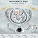 BabyBond Baby Swings for Infants, Bluetooth Infant Swing with Music Speaker, 3 Seat Positions, 5 Point Harness Belt, 5 Speeds and Remote Control - Portable Baby Swing for Indoor and Outdoor (Silver)