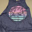 Hawaiian Beach Tank top for Women Summer Palm Tree Graphic Vacation Tops (X-Large, Palm Dark Grey)