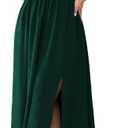 SCOMCHIC Women Plus Size Dresses Short Sleeve Sweetheart Neckline Wedding Guest Cocktail Smocked A Line Slit Maxi Dress (XL)