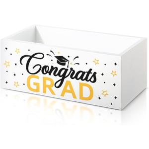 Sintuff Class of 2025 Graduation Candy Dish Congrats Grad Wooden Serving Bowl Rustic Large Wood Graduation Cards Box to Collect Letters Greeting Gift for Class of 2025 Party Decoration Supplies
