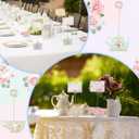 18 Pcs Tea Time Place Card Holders Wooden Teapot Teacup Table Card Holders Sign Stands for Spring Wonderland Wedding Holiday Baby Shower, Cards Not Included