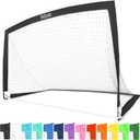 GoSports Portable Soccer Goals for Kids - 13 Color Options - Choose 4 x 3 ft or 6 x 4 ft - Team Tone Pop Up Nets for Backyard (Black)